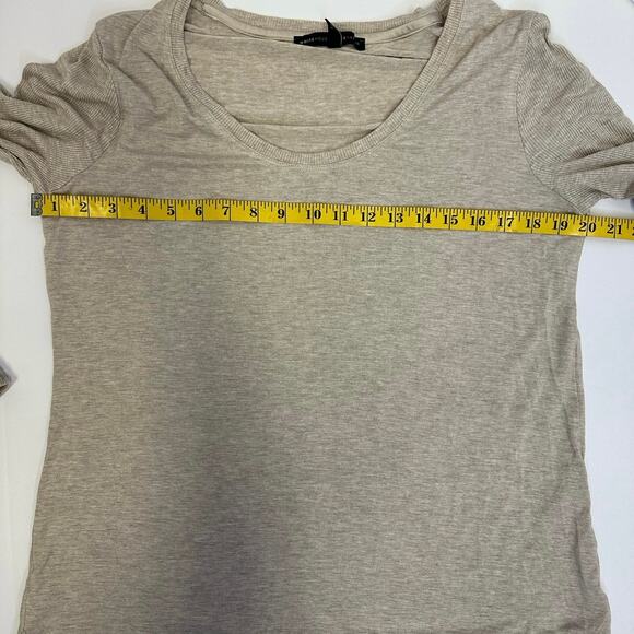 White House Black Market Beige Long Sleeve Ribbed Tee - Size Large - Picture 6 of 9